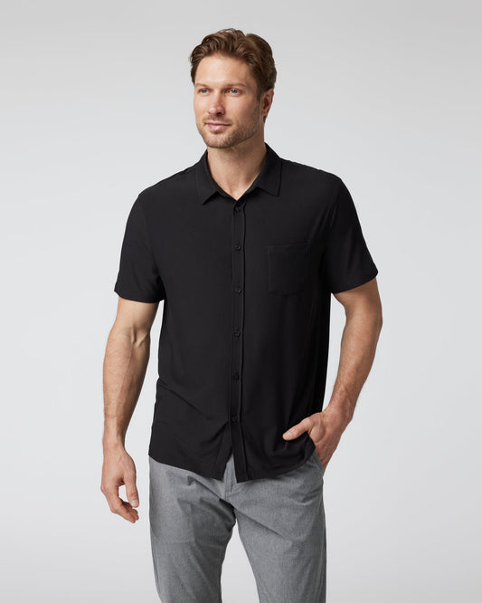 Short Sleeve Strato Button Down Men's Black Shirt | Vuori discount