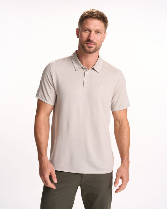 Knit Twill Polo Men's Beachsand Heather Golf Polo | Vuori sale