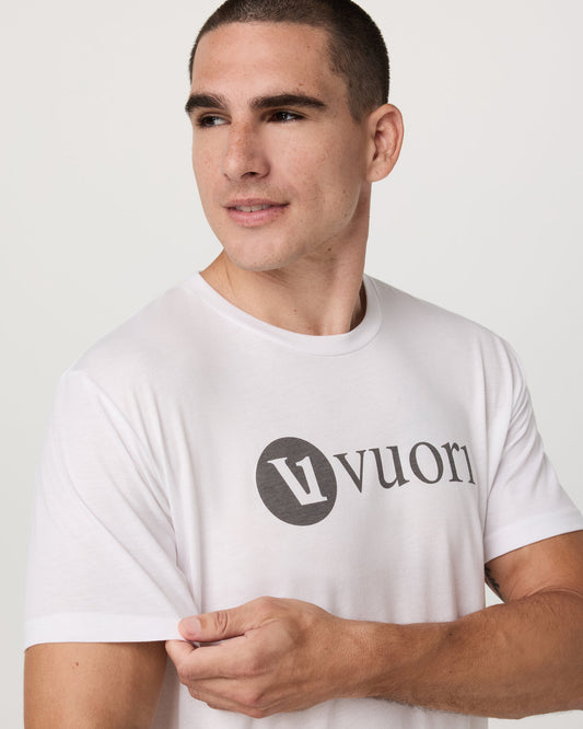 V1 Vuori Wordmark Logo Tee Men's White Logo T-Shirt | Vuori discount
