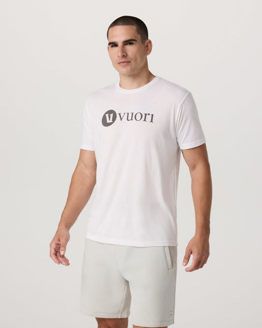 V1 Vuori Wordmark Logo Tee Men's White Logo T-Shirt | Vuori discount