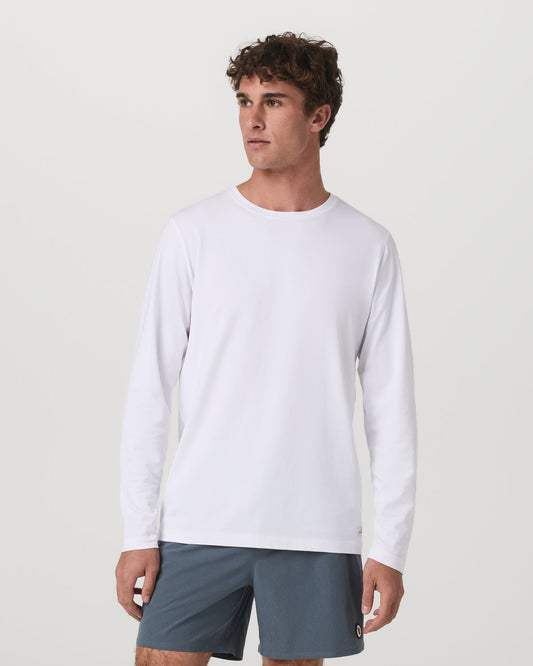 Long Sleeve Tuvalu Tee Men's Lightweight White Shirt | Vuori outlet