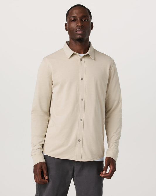 Long Sleeve Knit Oxford Button Down Men's Trench Shirt | Vuori shop