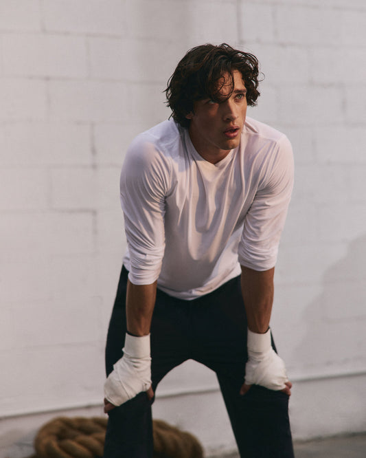 Long Sleeve Strato Tech Tee Men's White Shirt | Vuori discount