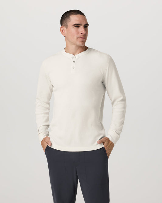 Waffle Henley Men's Marshmallow Henley Top | Vuori outlet