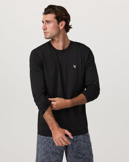 Men's Long Sleeve Clearview Seamless Tee Black | Vuori sale