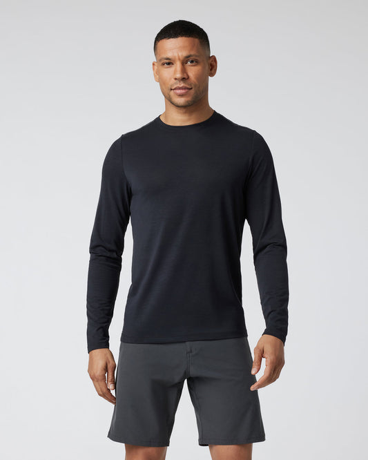 Long Sleeve Current Tech Tee Black T-Shirt | Vuori onsale