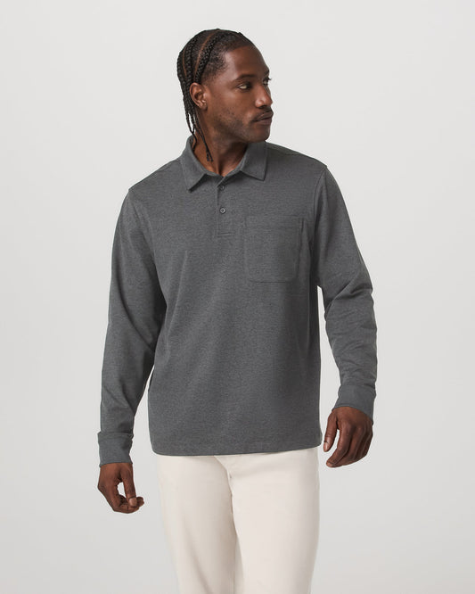 Men's Long Sleeve Coronado Rugby Charcoal Heather | Vuori discount