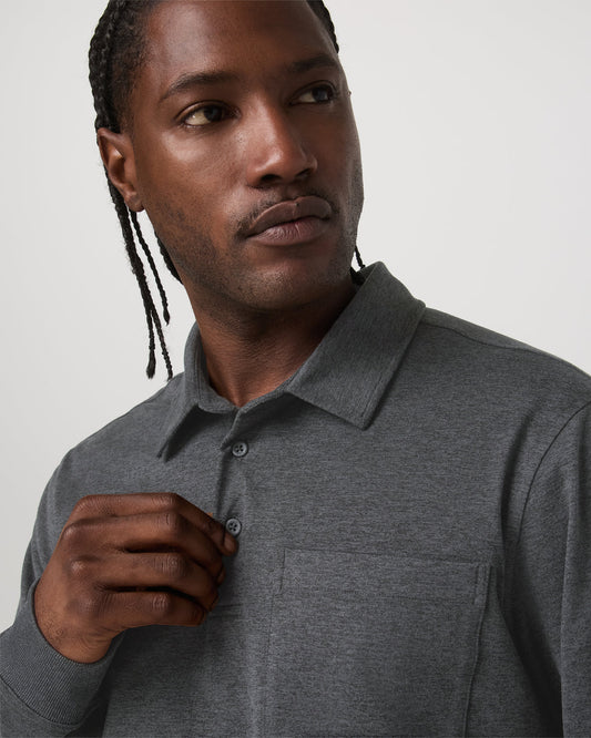 Men's Long Sleeve Coronado Rugby Charcoal Heather | Vuori discount