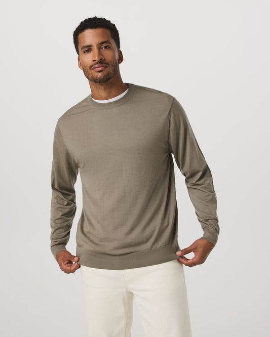 Merino Fine Gauge Wool Sweater Men's Taupe Sweater | Vuori shop