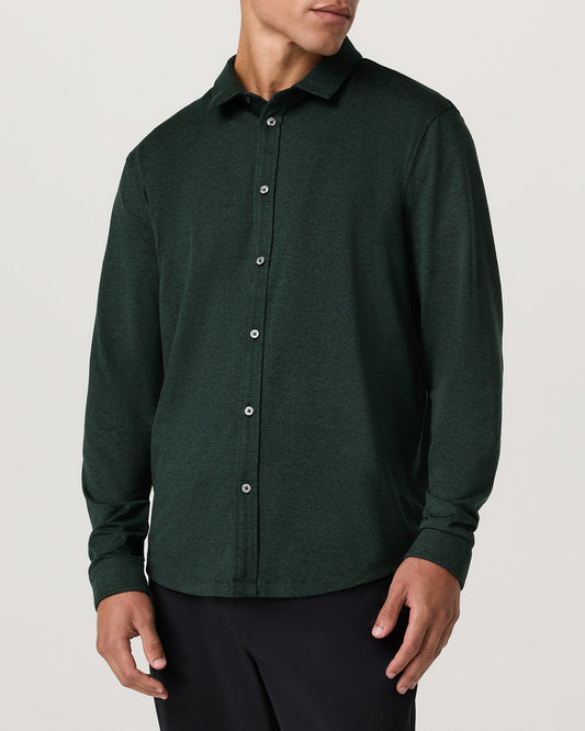 Men's Long Sleeve Ponto Button Down Evergreen Heather | Vuori outlet