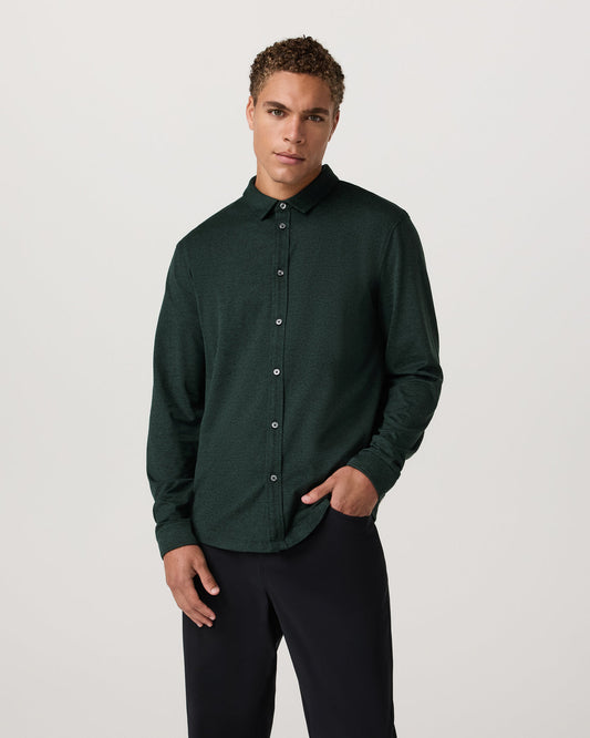 Men's Long Sleeve Ponto Button Down Evergreen Heather | Vuori outlet