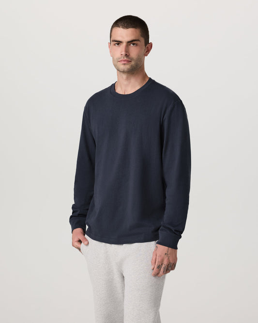 Long Sleeve Heavyweight Cotton Tee Men's Navy Shirt | Vuori sale