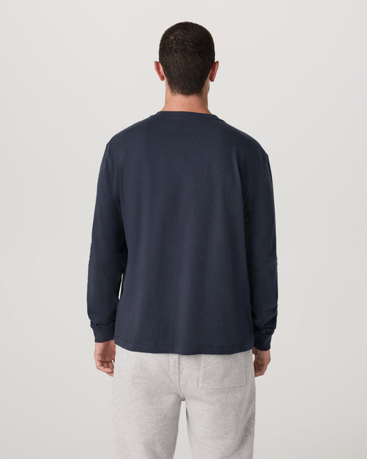 Long Sleeve Heavyweight Cotton Tee Men's Navy Shirt | Vuori sale