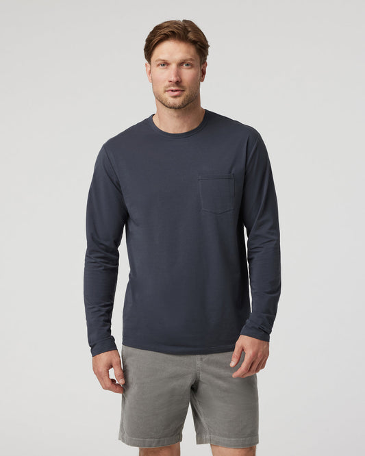 Long Sleeve Men's Feather Tee Navy | Vuori for sale