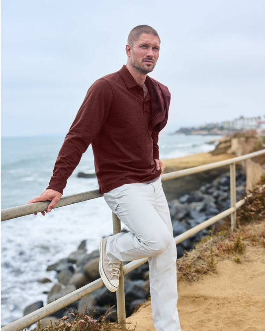 Men's Long Sleeve Coronado Rugby Spiced Apple Heather | Vuori outlet