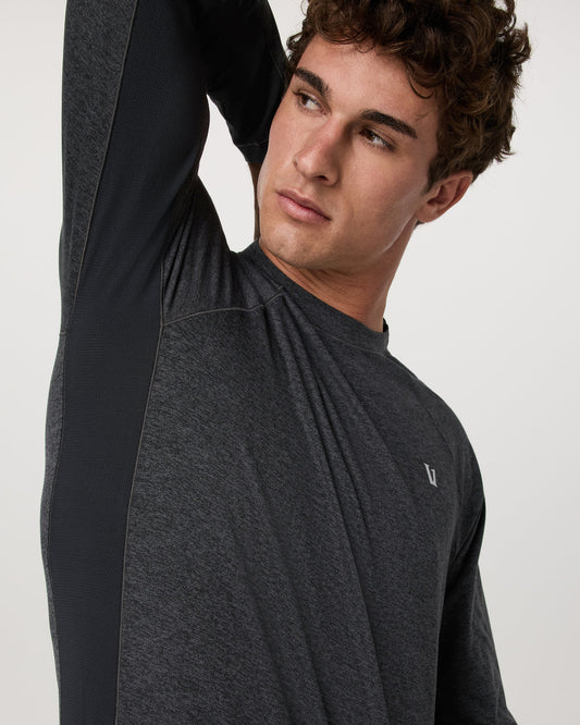 Long Sleeve Ponto Hybrid Baselayer Charcoal Heather | Vuori for sale