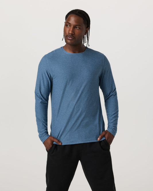 Men's Long Sleeve Strato Tech Tee Pool Blue Heather | Vuori outlet