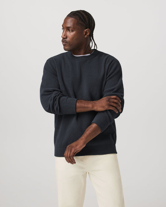 Midweight Rib Sweater Men's Navy Ribbed Knit Sweater | Vuori sale