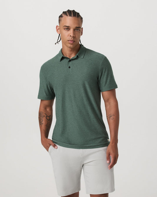 Strato Tech Polo Men's Agate Green Heather Polo Shirt | Vuori discount