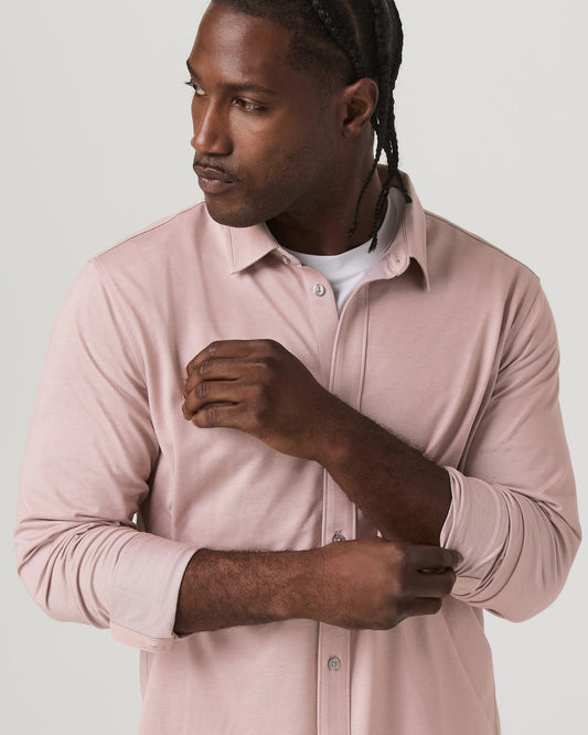 Long Sleeve Knit Oxford Button Down - Classic Fit Mauve | Vuori for sale