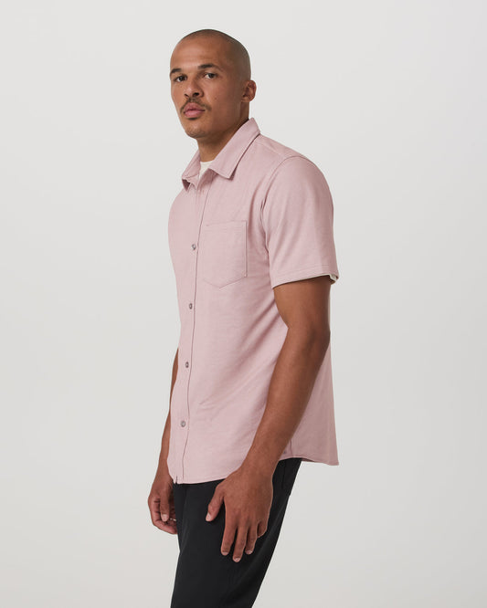 Short Sleeve Knit Oxford Button Down - Classic Fit Mauve | Vuori online