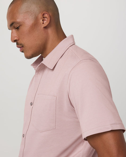 Short Sleeve Knit Oxford Button Down - Classic Fit Mauve | Vuori online