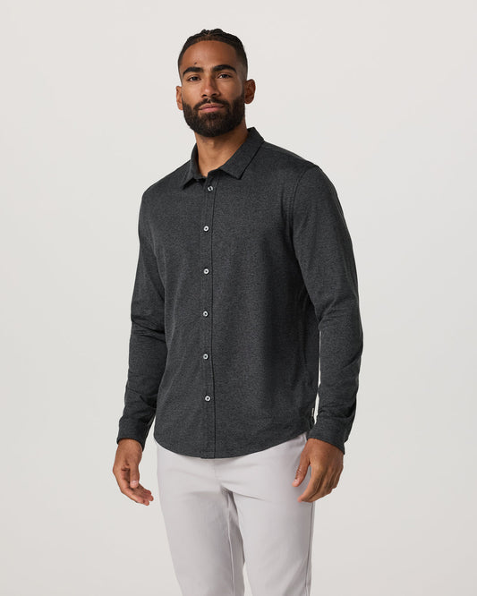 Men's Long Sleeve Ponto Button Down Charcoal Heather | Vuori for sale