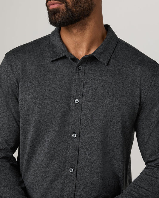 Men's Long Sleeve Ponto Button Down Charcoal Heather | Vuori for sale
