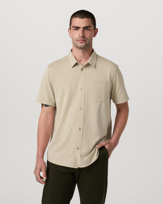 Short Sleeve Knit Oxford Button Down - Classic Fit Trench | Vuori online