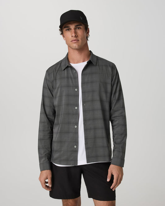 Men's Long Sleeve Plaid Button Down Shirt Dark Pewter | Vuori outlet