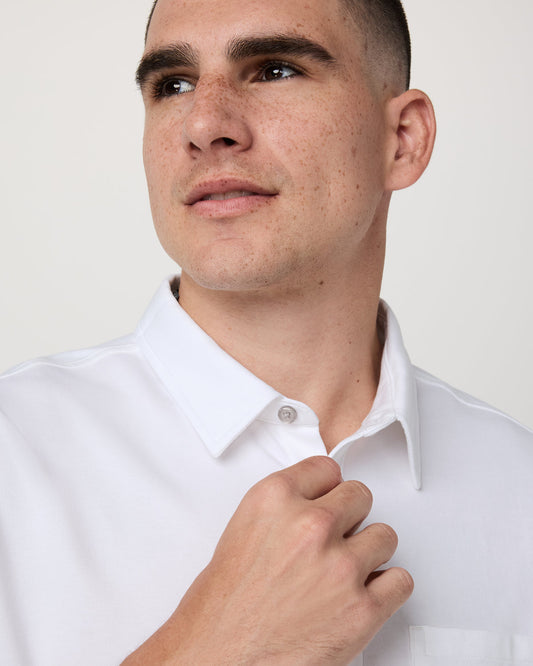 Short Sleeve Knit Oxford Button Down - Classic Fit White | Vuori sale