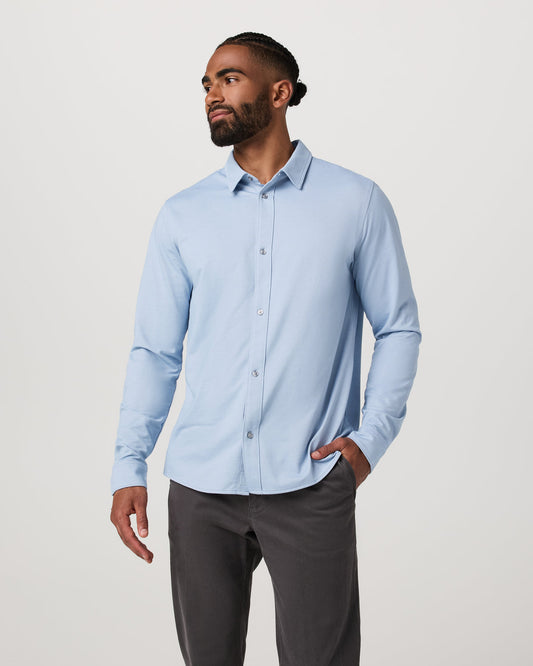 Men's Long Sleeve Knit Oxford Button Down Blue Dusk | Vuori onsale