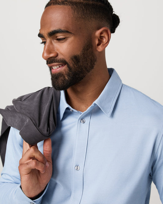 Men's Long Sleeve Knit Oxford Button Down Blue Dusk | Vuori onsale