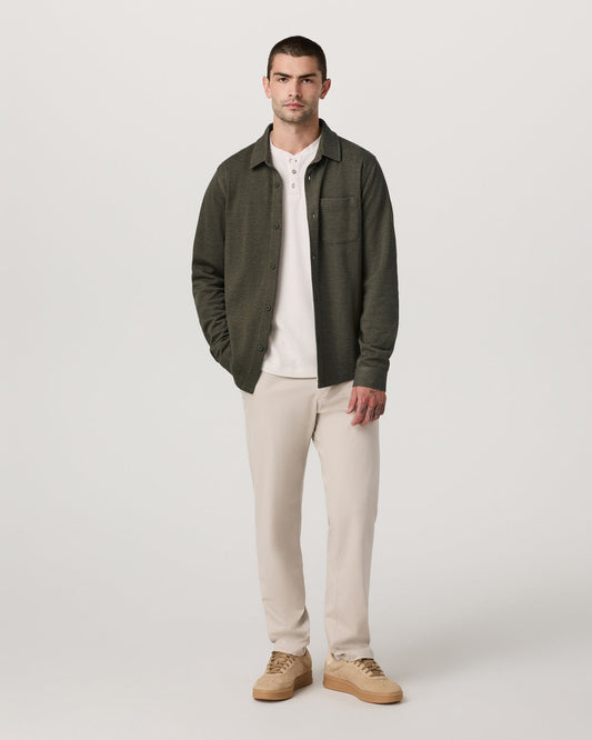 Jeffreys Overshirt Men's Olive Heather Button-Up Shirt | Vuori discount