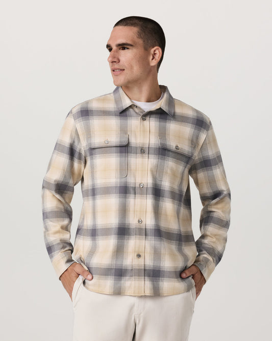 Long Sleeve Flannel Button Down Men's Cavern Grey Shirt | Vuori shop