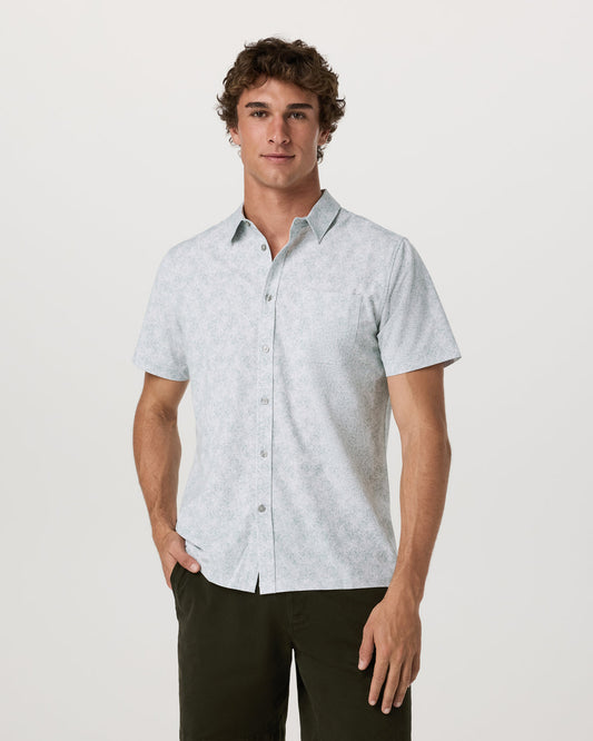 Short Sleeve Bridge Button Down Men's Frost Grey Shirt | Vuori sale
