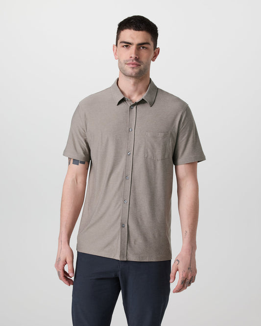 Short Sleeve Strato Button Down Mocha Heather | Vuori discount