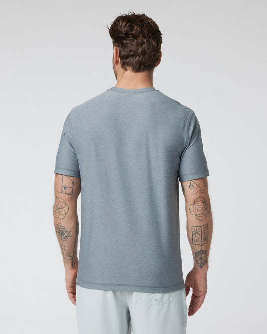 Strato Tech Tee Dusty Blue Heather Workout Shirt | Vuori for sale