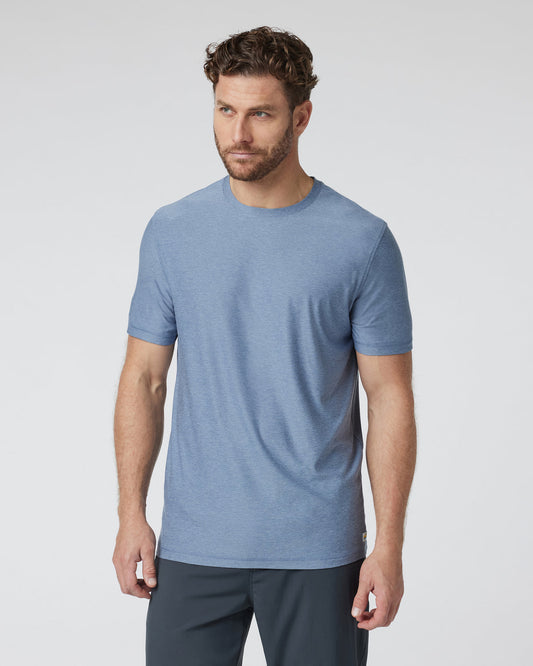 Strato Tech Tee Men's Chambray Heather Workout Shirt | Vuori online