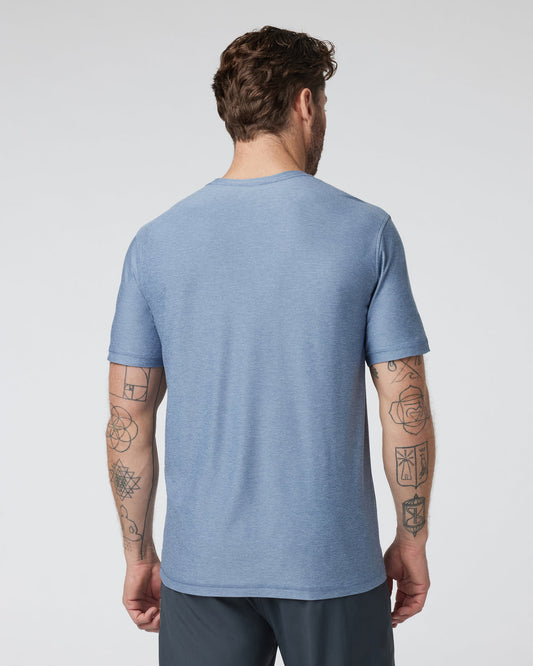 Strato Tech Tee Men's Chambray Heather Workout Shirt | Vuori online