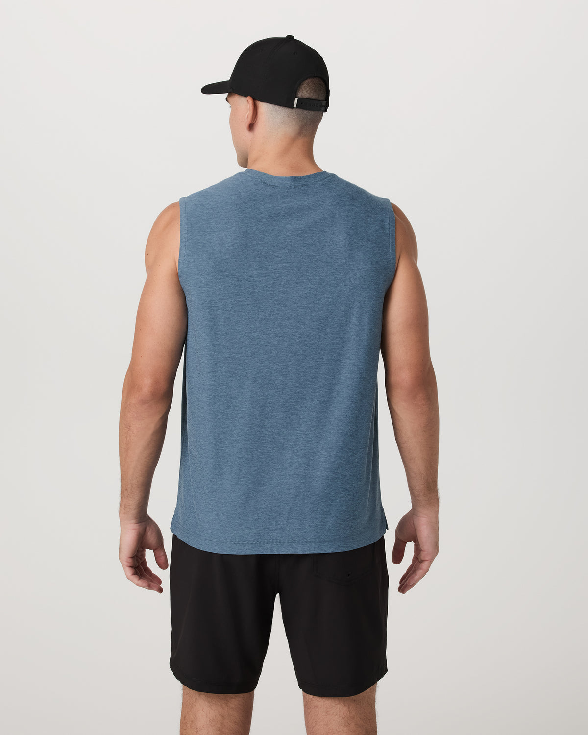 Strato Muscle Tee Men's Pool Blue Heather Tank Top | Vuori for sale