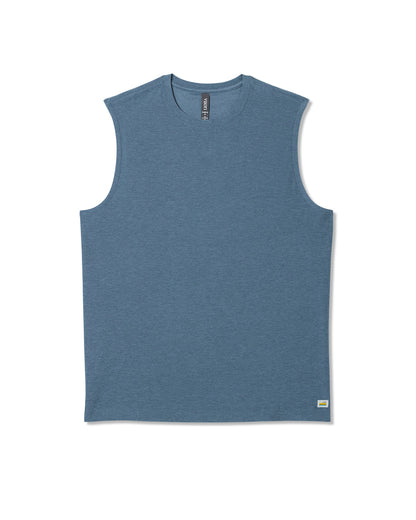 Strato Muscle Tee Men's Pool Blue Heather Tank Top | Vuori for sale