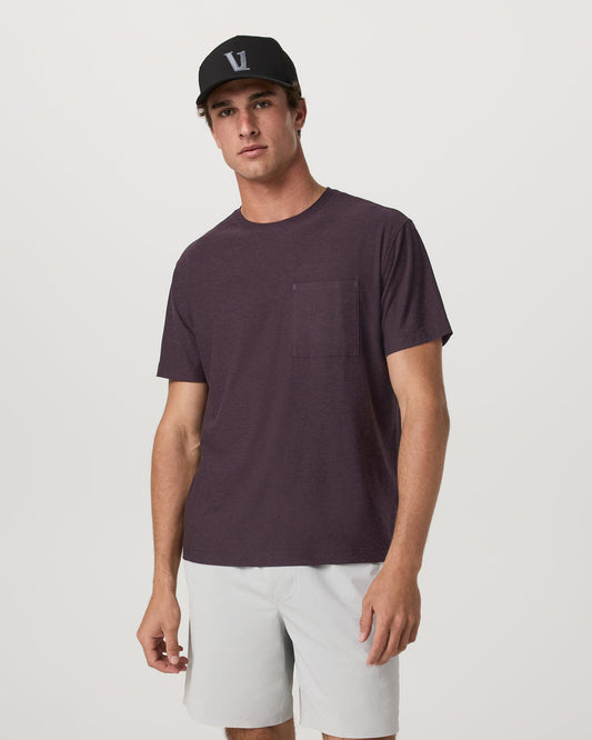 Short Sleeve Strato Pocket Tee - Relaxed Fit Raisin Heather | Vuori discount