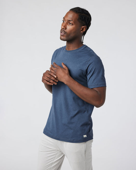 Short Sleeve Ponto Performance Tee Azure Heather | Vuori shop