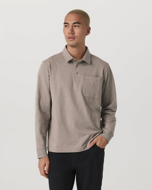 Men's Long Sleeve Coronado Rugby Walnut Heather | Vuori for sale