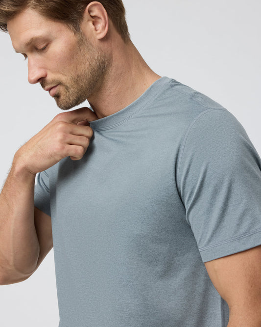 Short Sleeve Ponto Performance Tee Dusty Blue Heather | Vuori outlet