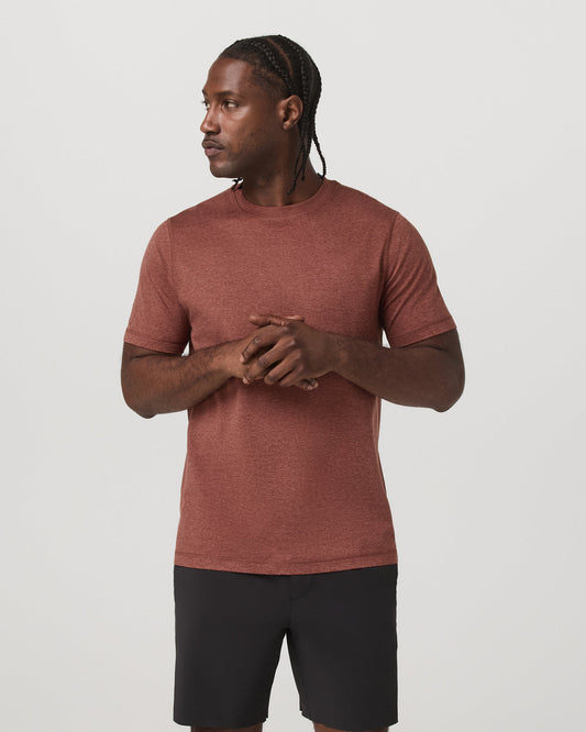 Short Sleeve Ponto Performance Tee Firebrick Heather | Vuori shop