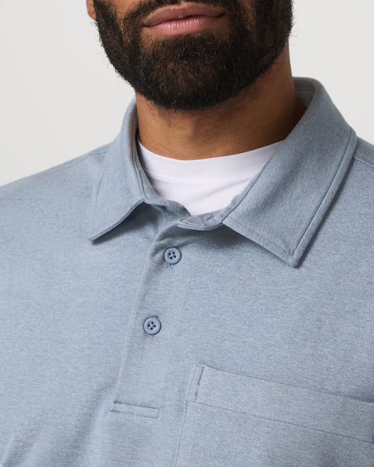 Men's Long Sleeve Coronado Rugby Shirt Blue Dusk Heather | Vuori for sale