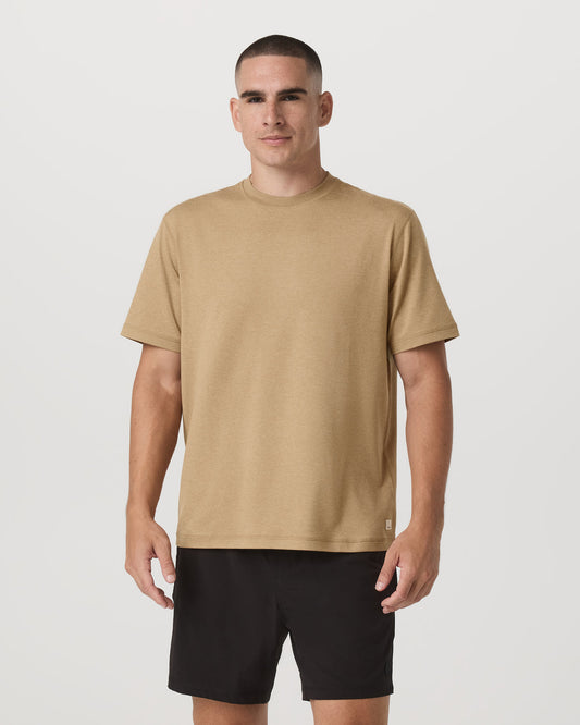Men's Short Sleeve Ponto Tee - Relaxed Sungold Heather | Vuori sale