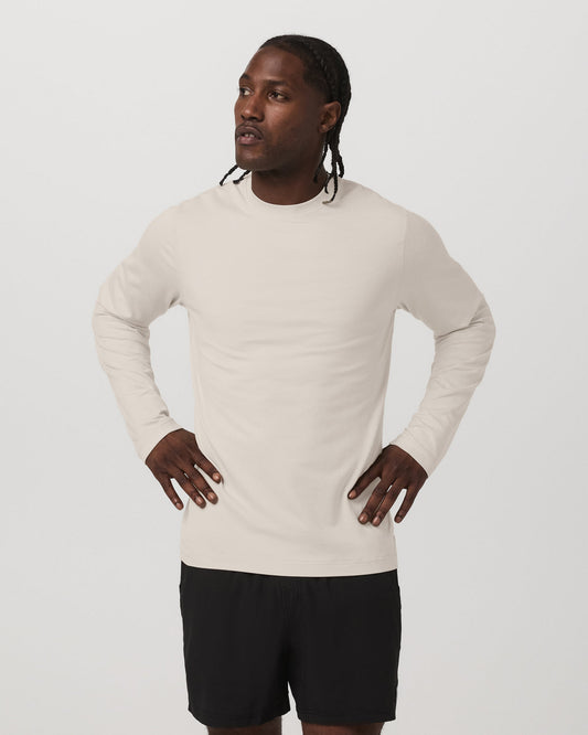 Men's Long Sleeve Ponto Performance Tee Oatmeal Heather | Vuori for sale